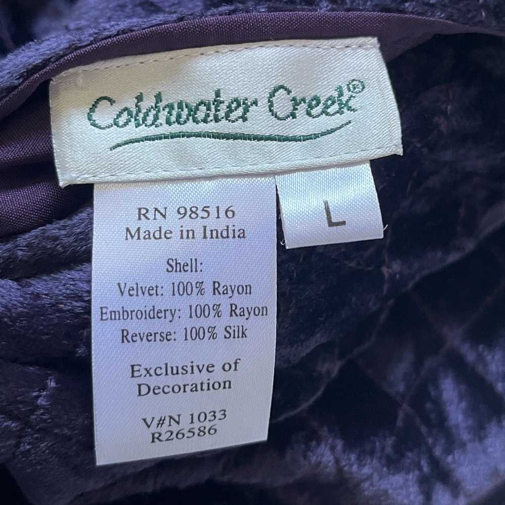 NWT Coldwater Creek Reversible Quilted Beads Embellished Silk Purple Large - Picture 3 of 16